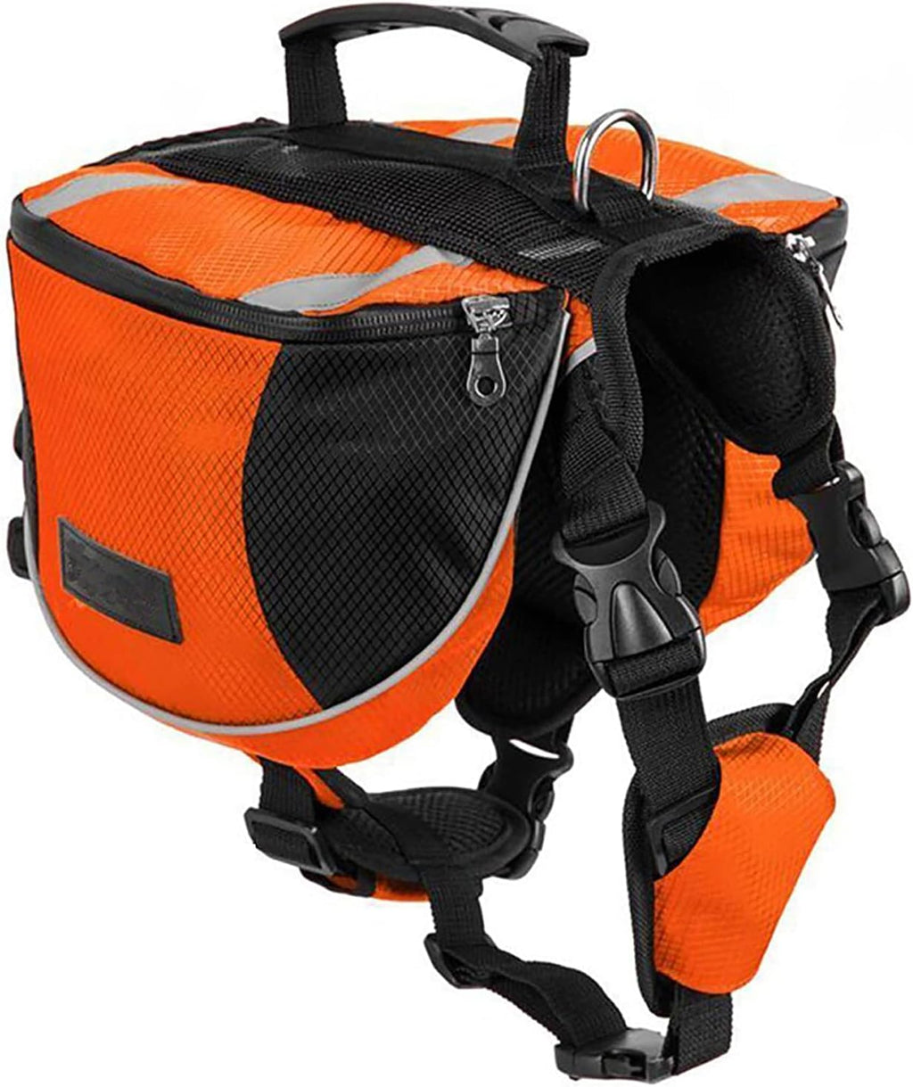 Polyester Dog Saddlebags Pack Hound Travel Camping Hiking Backpack Saddle Bag for Small Medium Large Dogs (Neon Green,M)
