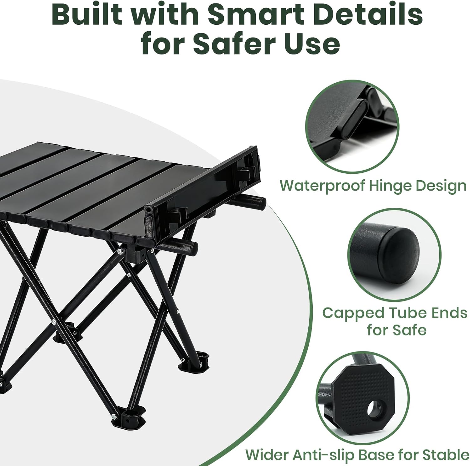2 Pack Camping Table Foldable, Portable Folding Beach Table, Black-S