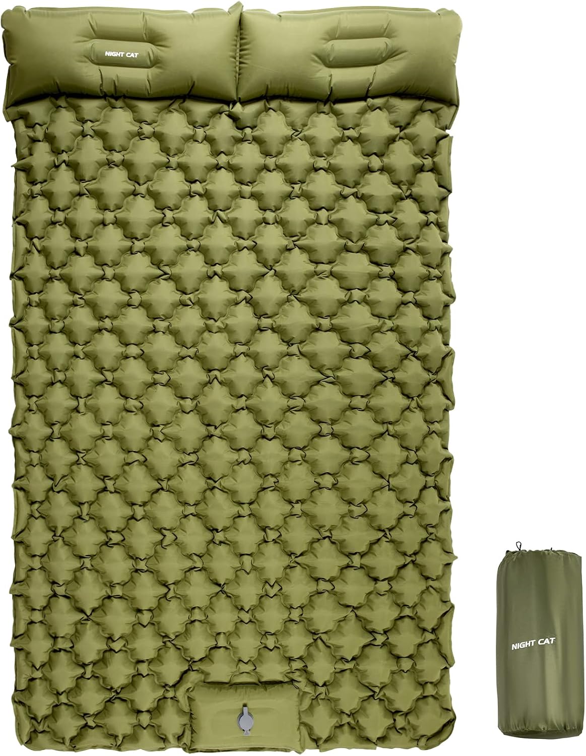 Night Cat Inflatable Sleeping Pads Mat Bed with Pillow Foot Pump for Camping Backpacking Hiking Ultra-Light Compact Comfortable Extendable 77"x25.5"