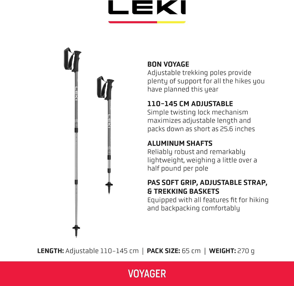 LEKI Voyager Trekking Poles | Aluminum, Adjustable, Lightweight Hiking Sticks