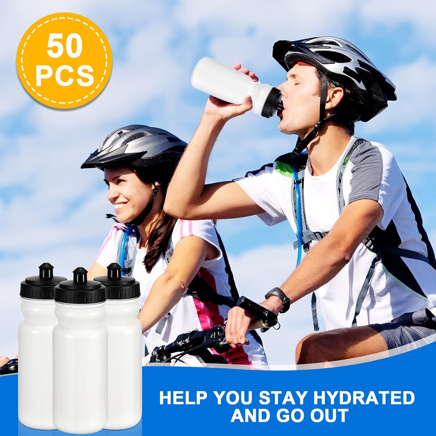 Suclain 50 Pieces Sports Water Bottles 20 oz Water Bottles