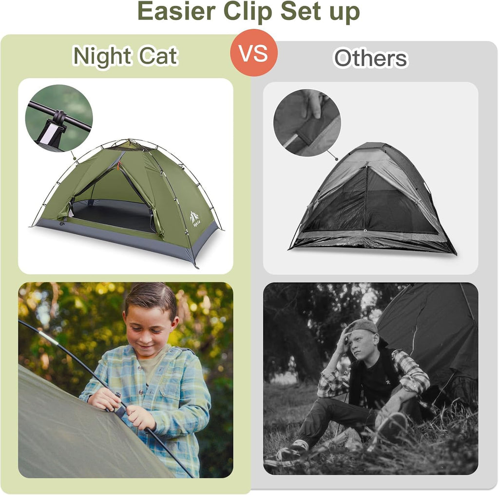 Night Cat Upgraded Backpacking Tents 1 2 Persons Easy Clip Setup Camping Tent Adults Scouts Heavy Rainproof Compact Lightweight