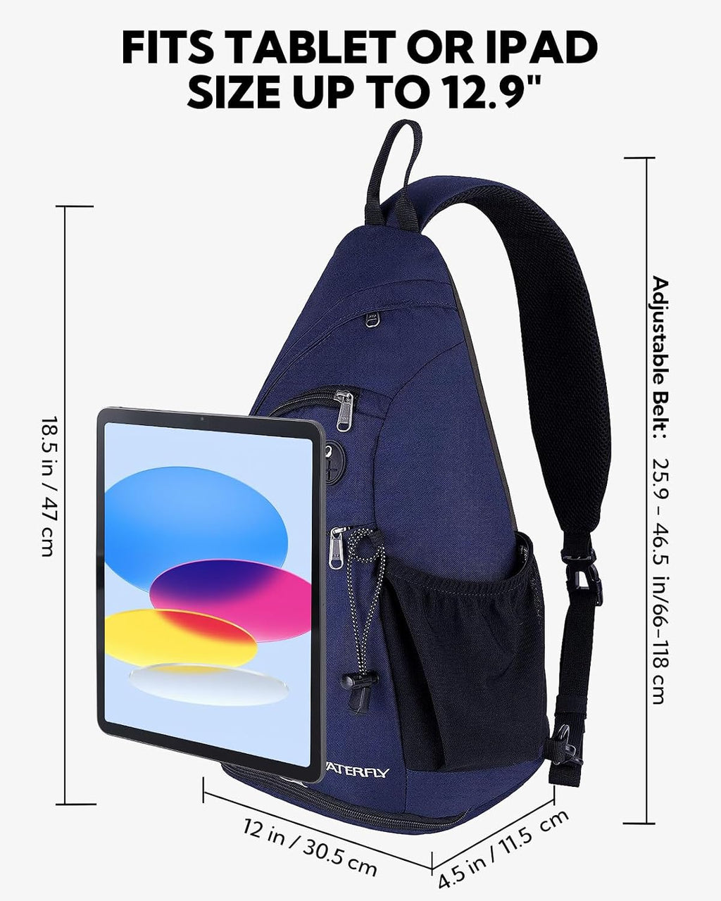 WATERFLY Large Sling Bag Crossbody Backpack Chest Pack for Men Women