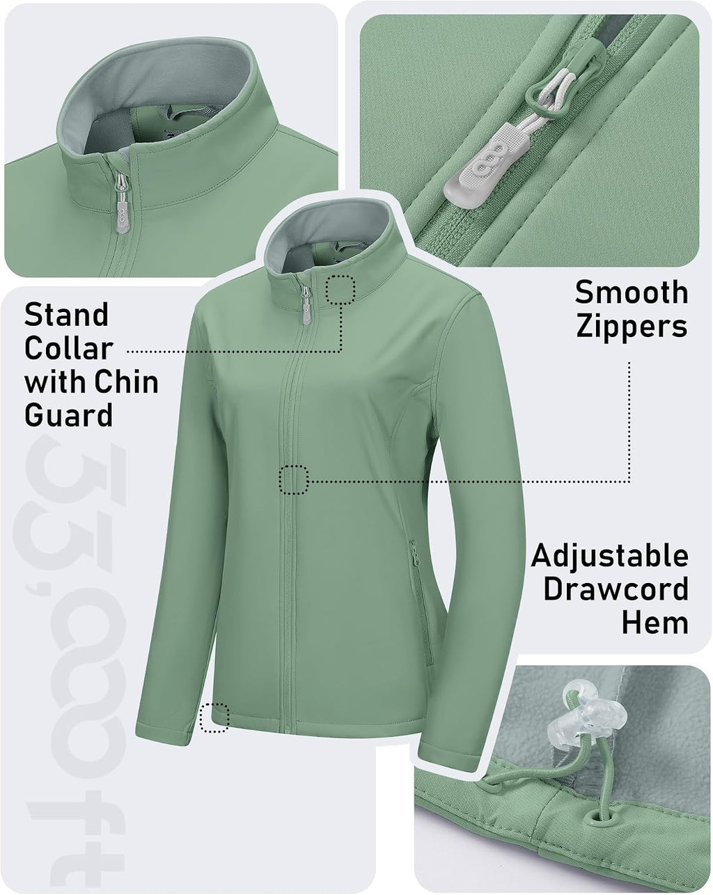 33,000ft Women's Waterproof Softshell Jacket Lightweight Fleece Lined Coat