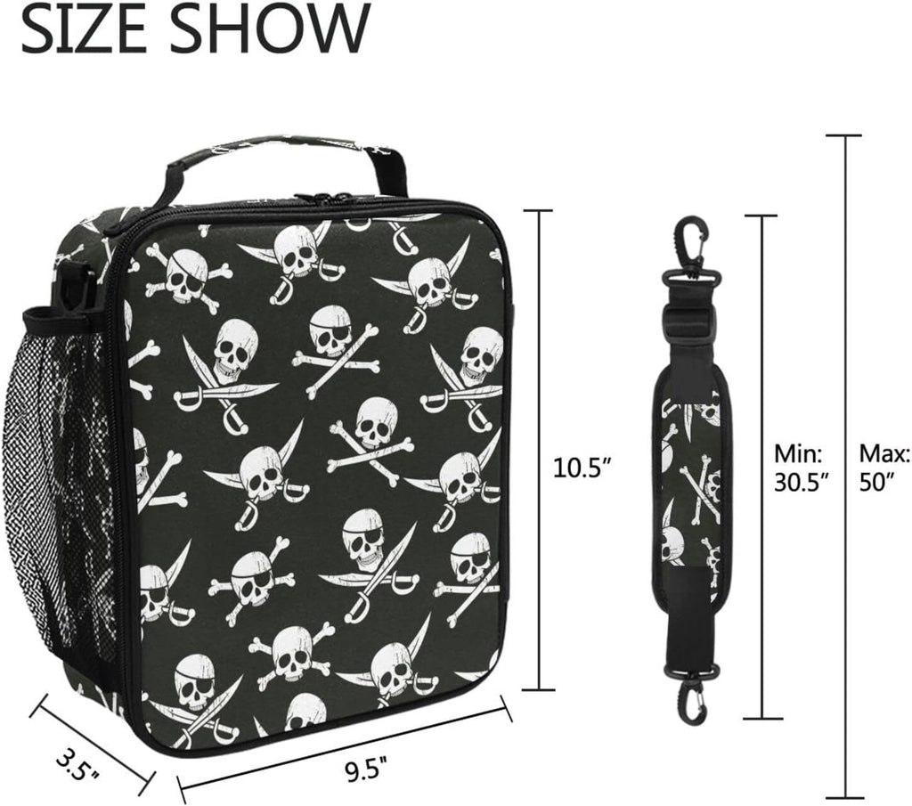 Pirate Skull Lunch Box Insulated Lunch Bag Cooler Tote Bag