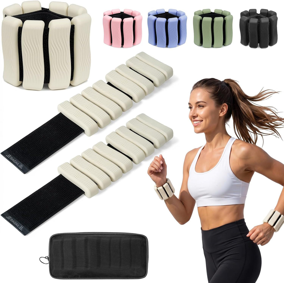 BAGAIL Wrist & Ankle Weights for Women, Home Gym Equipment (2lb–4lb Pair)