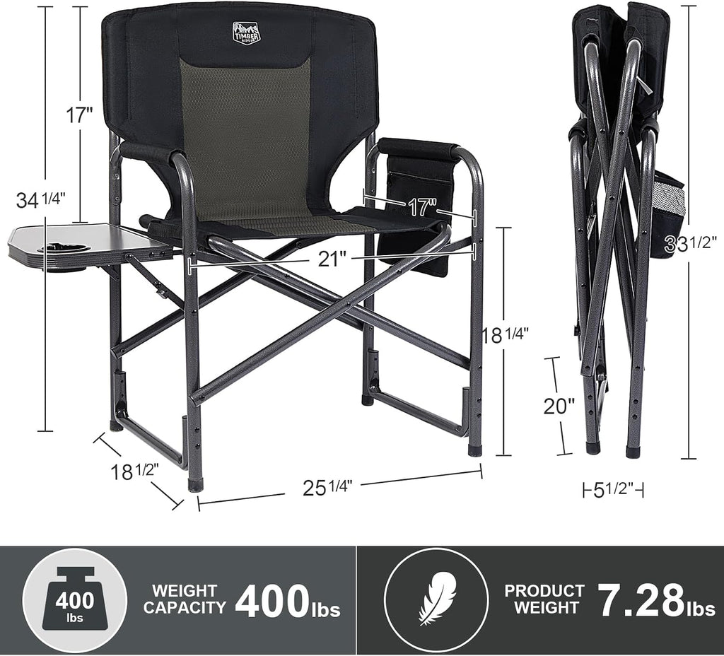 TIMBER RIDGE Aluminum Oversized Camping Chair, Support 400lbs