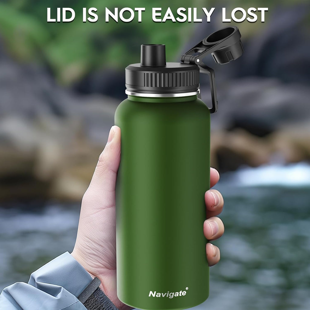 Navigate 32oz Insulated Water Bottle for Sports, Keep Cold 24H