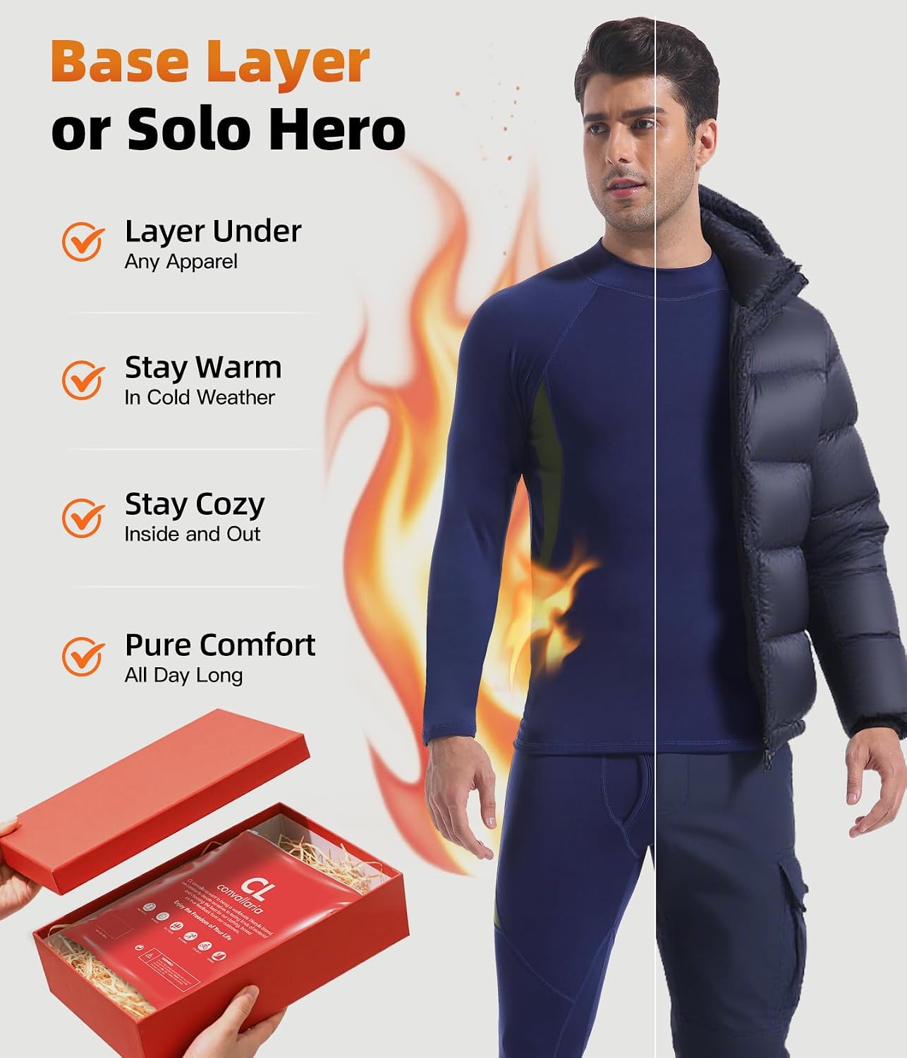 Mens Thermal Underwear Long Johns Set Cold Weather Hunting Base Layer