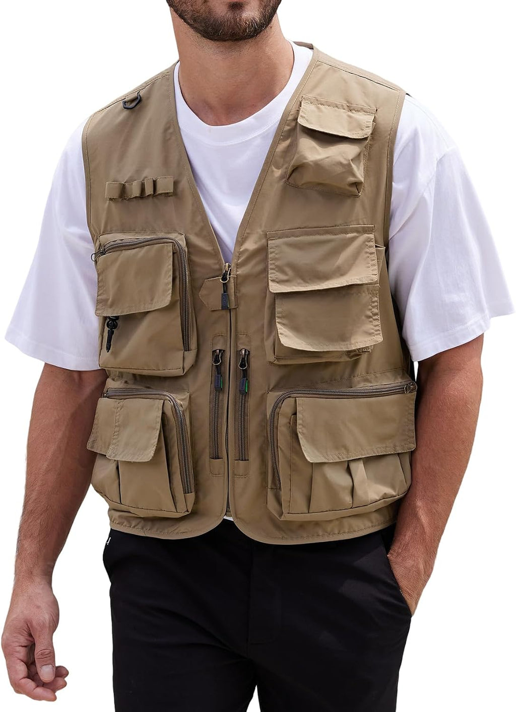 Yimoon Mens Utility Fishing Vest Lightweight Safari Cargo Vest