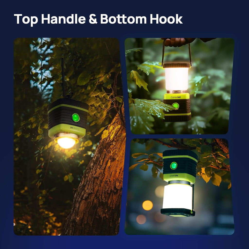 Consciot 1000LM LED Camping Lantern Rechargeable, 4 Light Modes, Dimmable