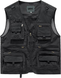 Mens Outdoor Vest Breathable Quick-Dry Fishing Vest Camping Hiking Lightweight Vest with Multi-Pocket