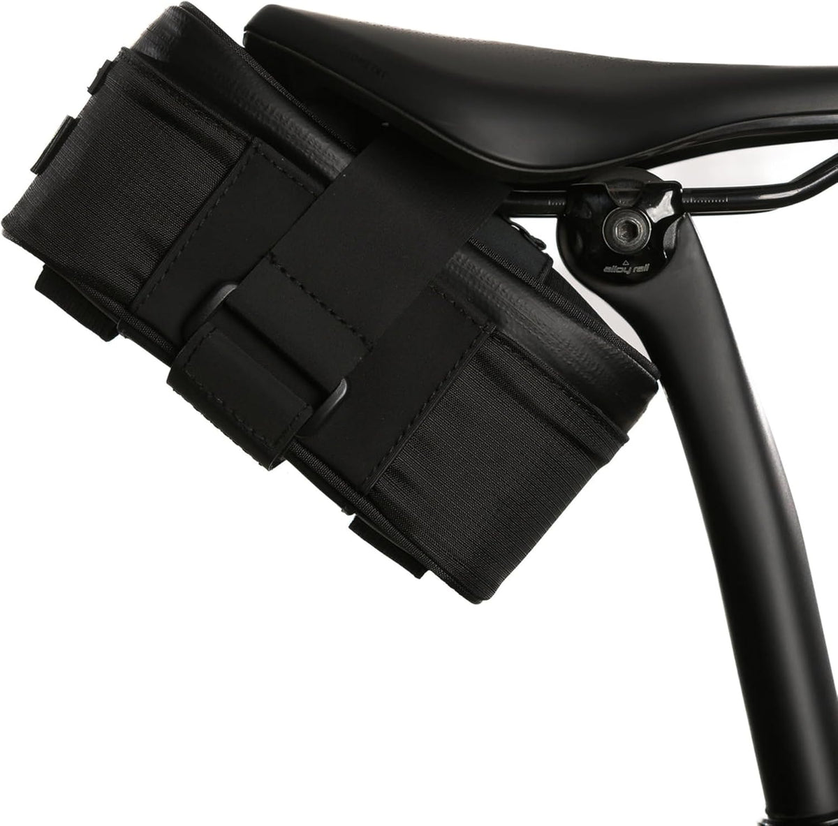 ALMSTHRE Signature Bike Saddle Bag – Midnight Black | 0.5L Bike Seat Bag (3" x 5.25" x 2") | Water-Resistant Ripstop, Waterproof Zipper, Internal Pocket | Durable Under Seat Storage