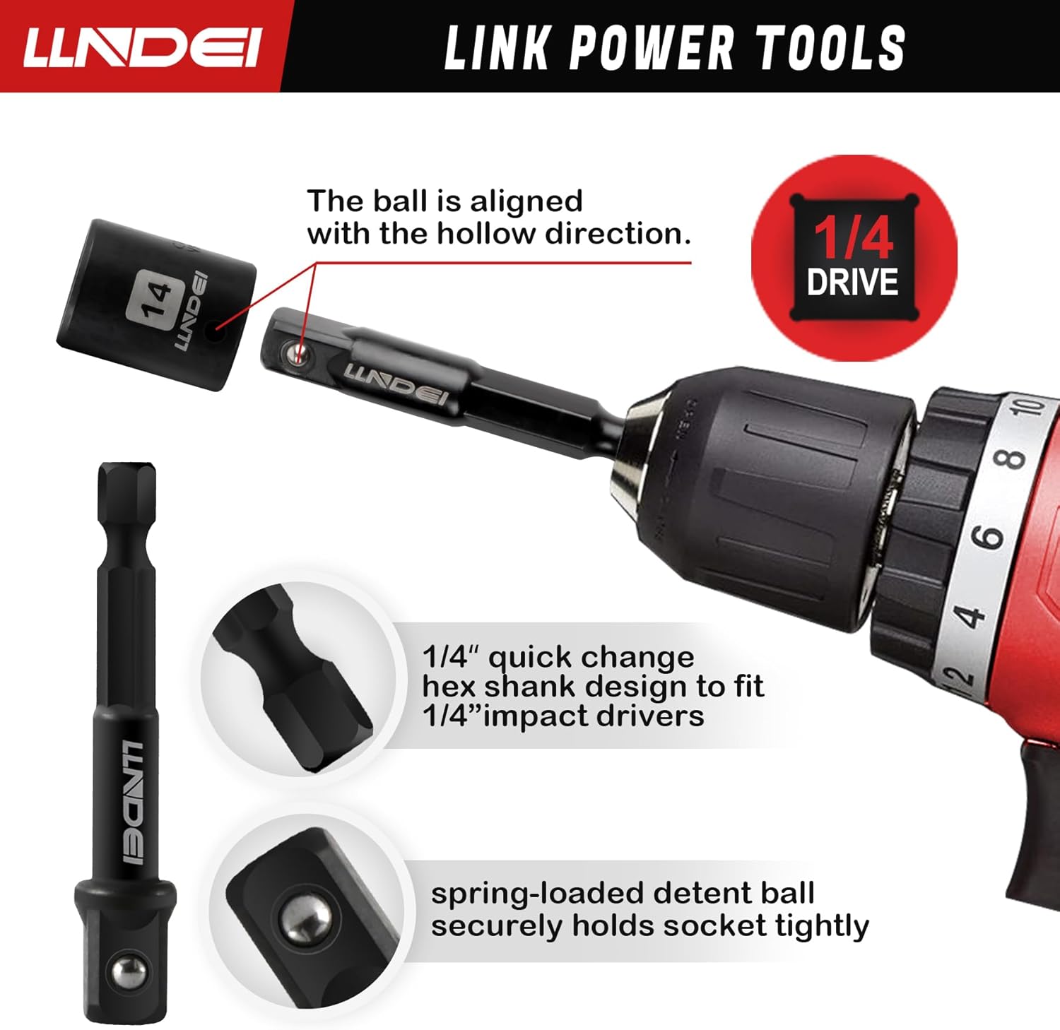 LLNDEI 48 Piece 1/4" Mini Socket Ratchet Wrench Set, Metric Shallow(4-14mm)