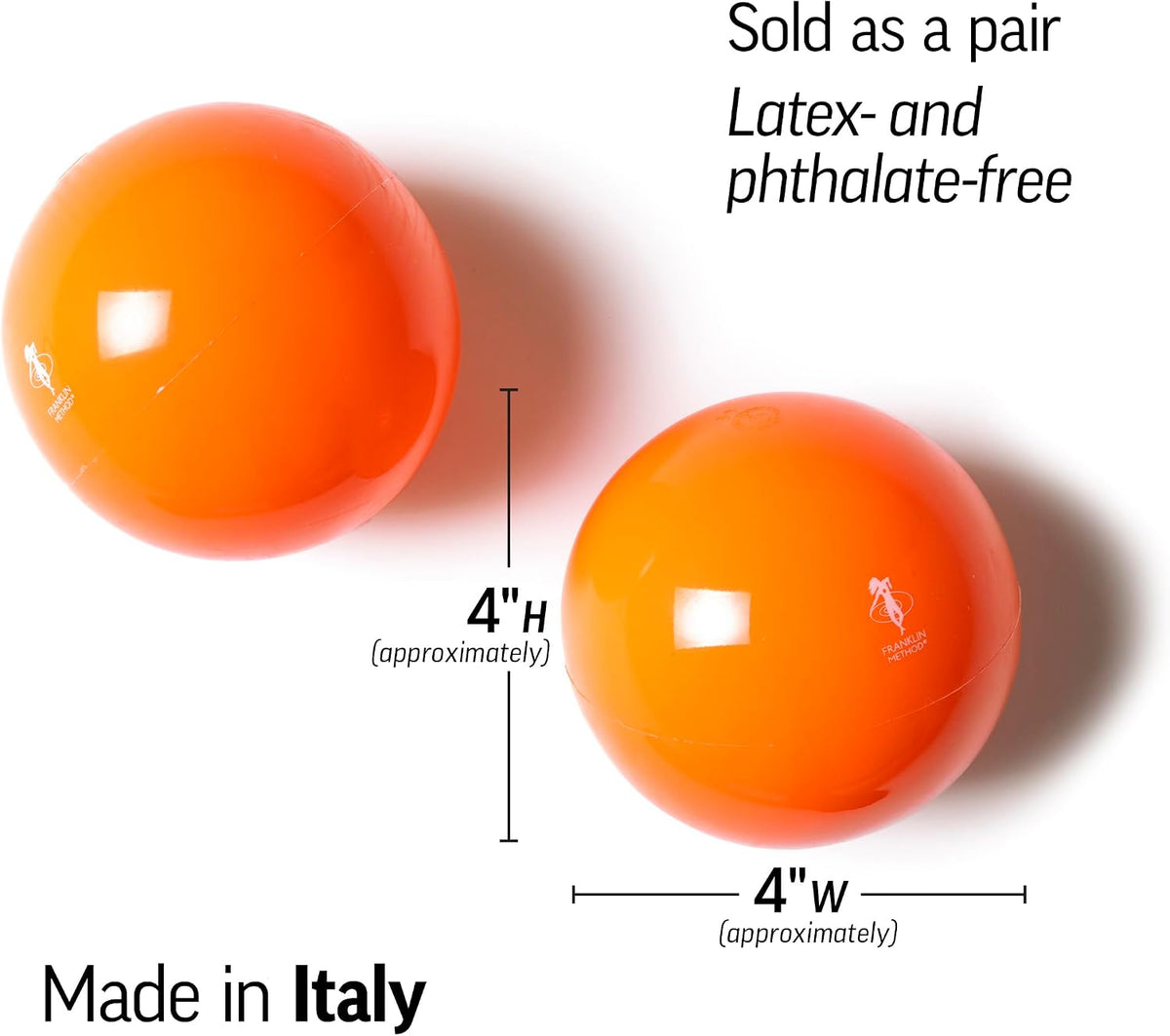 OPTP Franklin Method Smooth Ball Set – Adjustable Firmness, Orange, 4" Pair