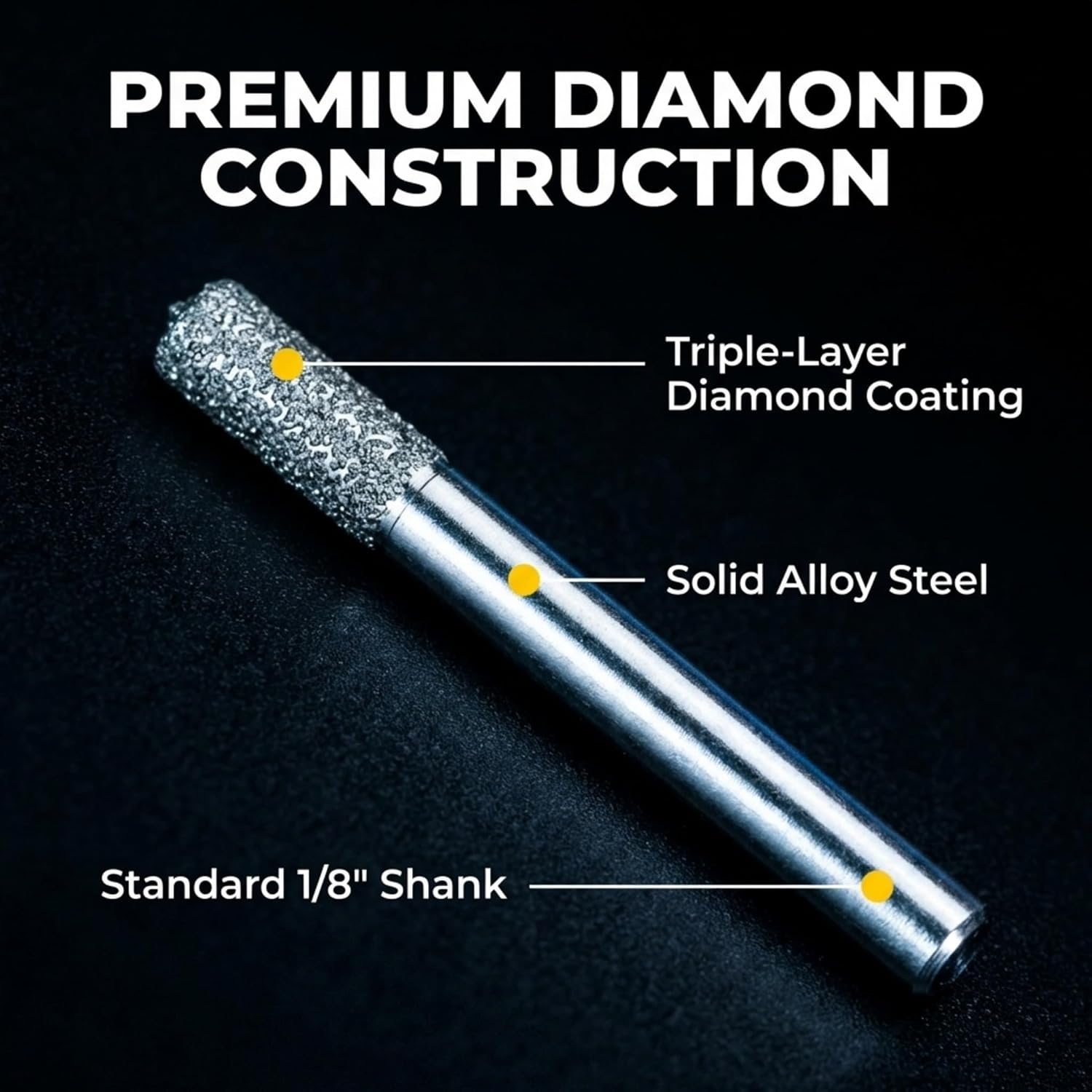 Drilax 3mm Diamond Drill Bits (1/8") 30 pcs Diamond Drill Bits for Stone, Glass, Sea Shells, Gemstones Compatible with Dremel Diamond Tipped Drill Bit Set