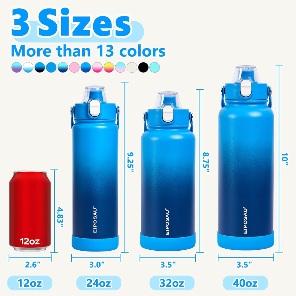 Insulated Water Bottle with Lid & Boot & Stickers, 24 oz