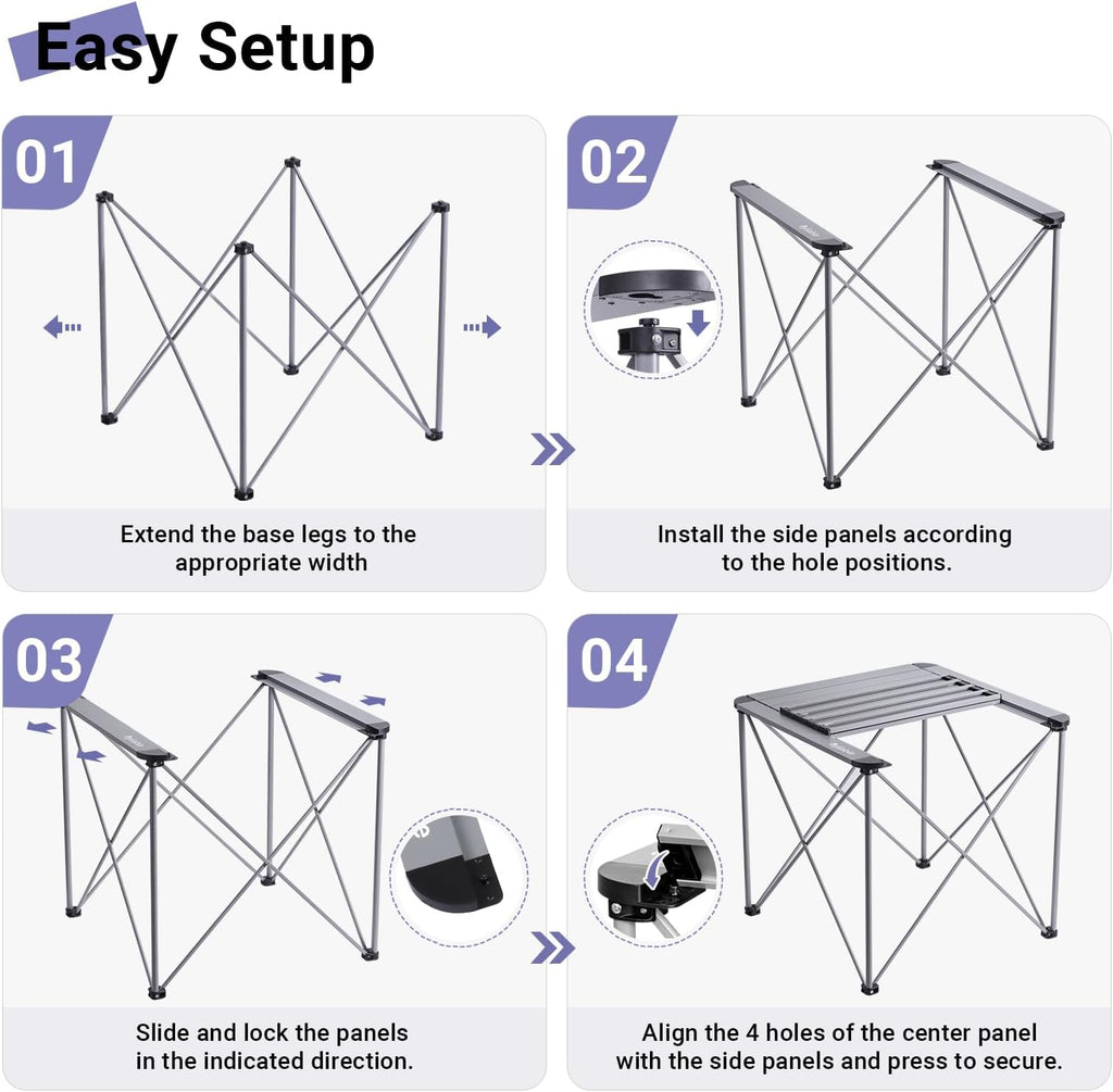 Byliable Camping Square Folding Table, Portable Aluminum Table, Titanium