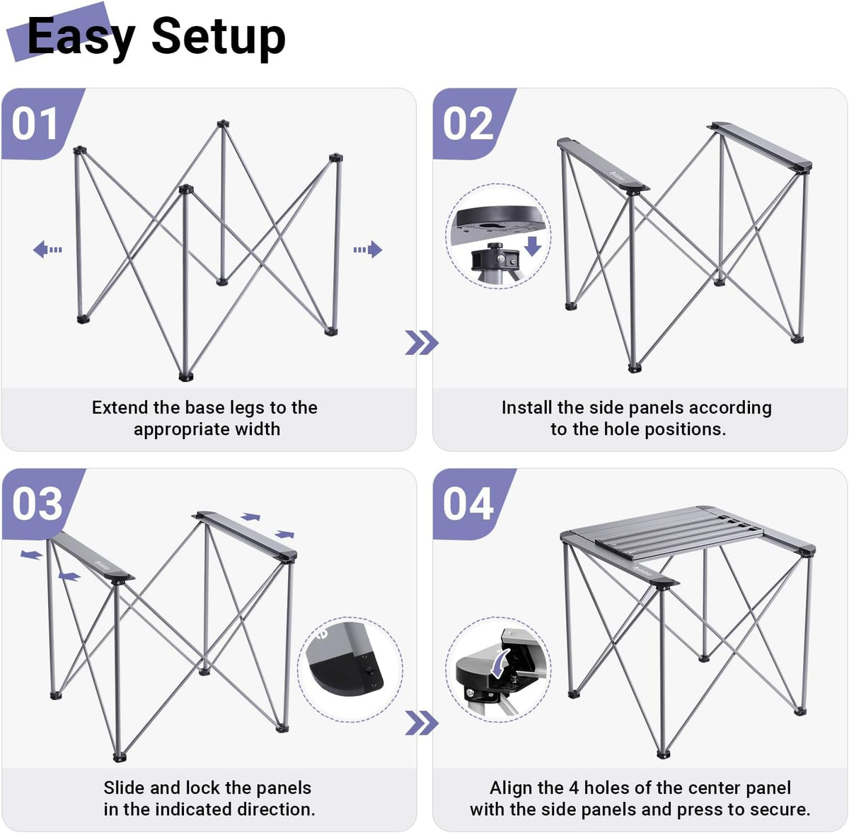 Byliable Camping Square Folding Table, Portable Aluminum Table, Titanium