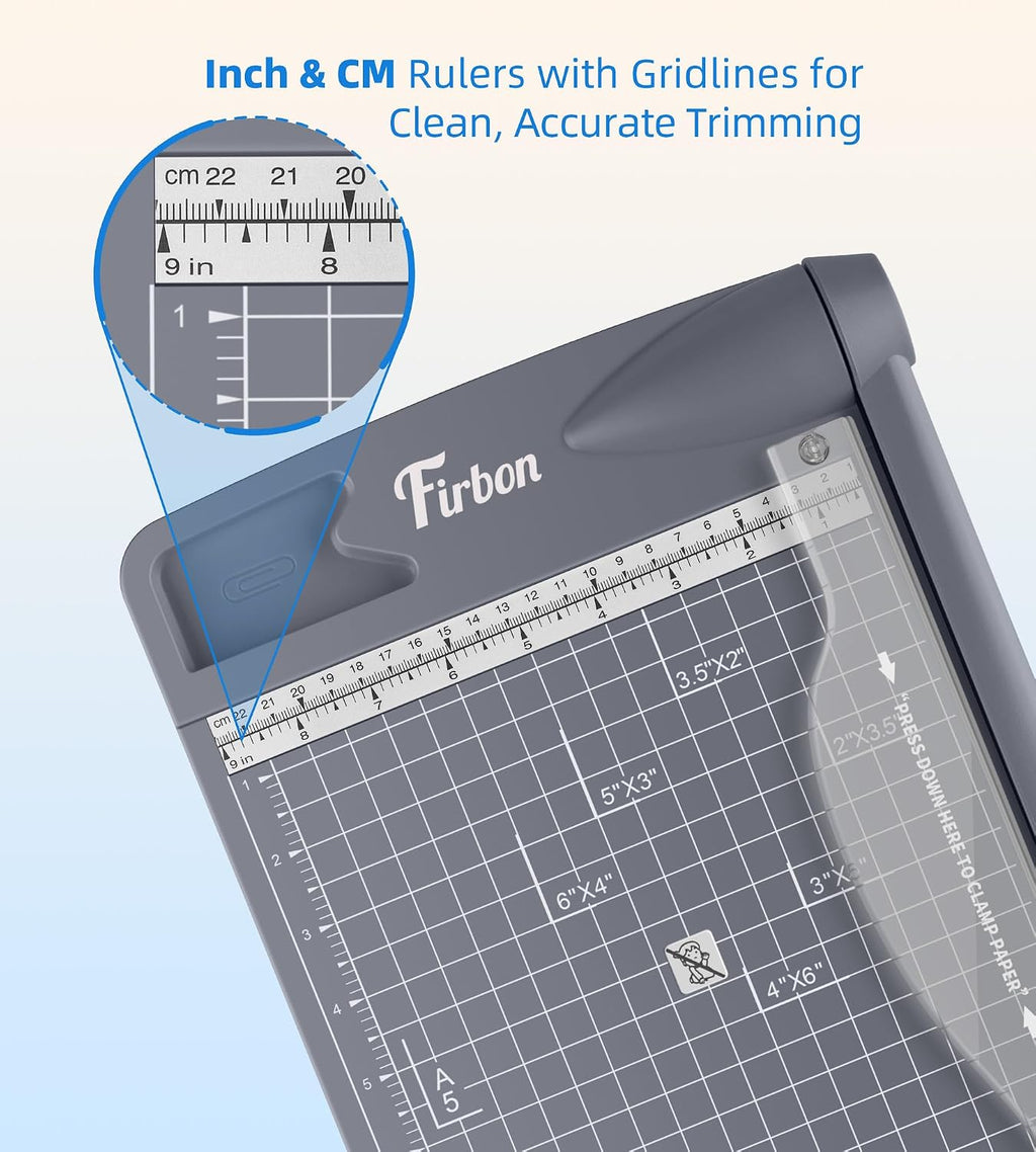 Firbon 12 Inch Guillotine Paper Cutter, Heavy Duty Paper Trimmer, Gray