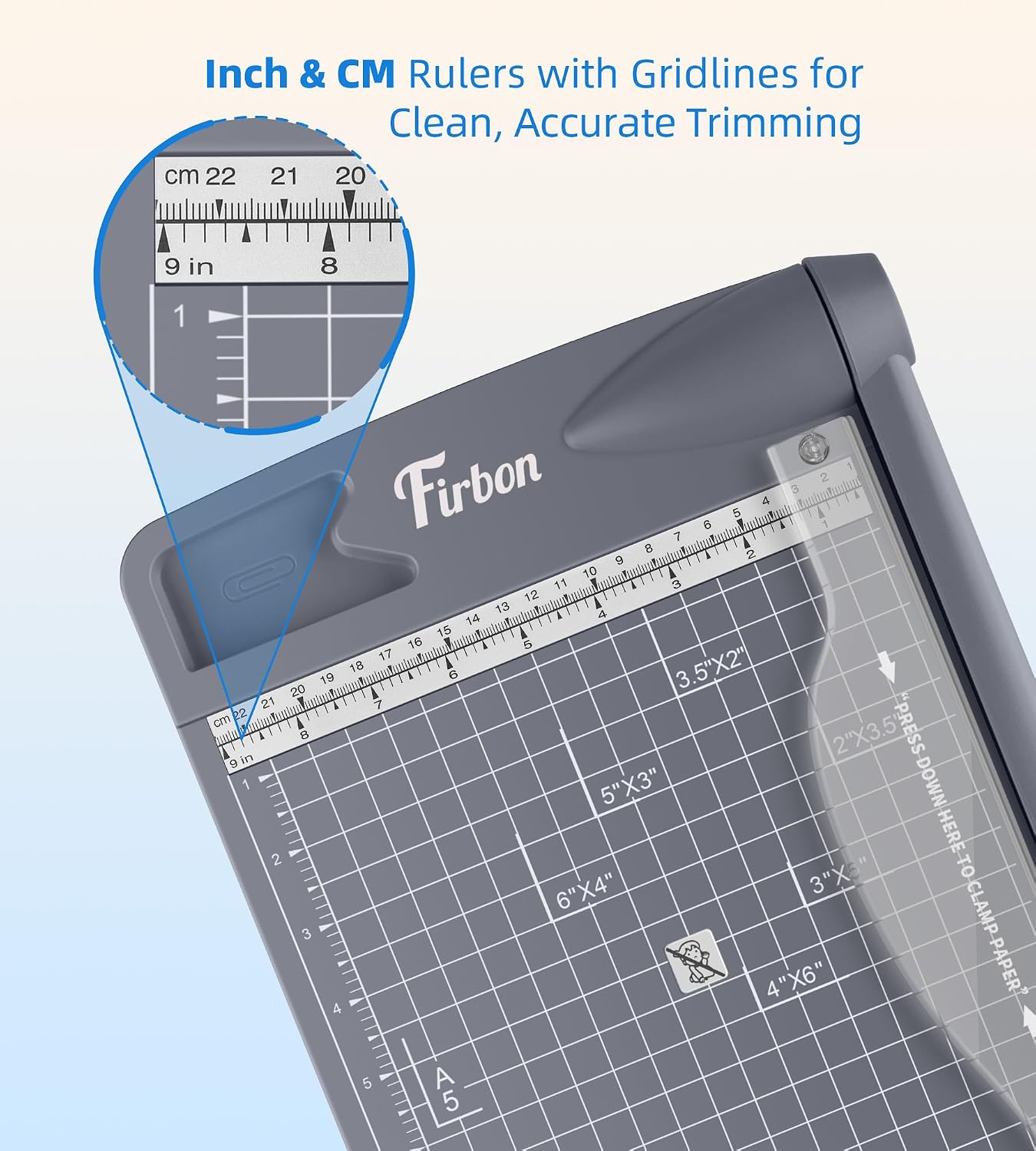 Firbon 12 Inch Guillotine Paper Cutter, Heavy Duty Paper Trimmer, Gray