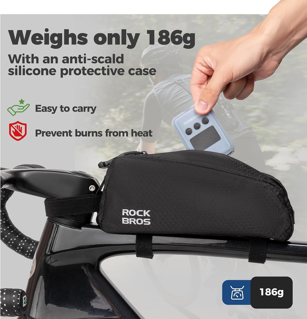 ROCKBROS Tiny Emergency Bike Pump HW-140 with Gauge, Max 150 PSI Electric Mini Pump with Protective Silicone Cover, Fully Charged Inflate 1x 700 * 25C Tire, Hose for Bike, MTB, Balls