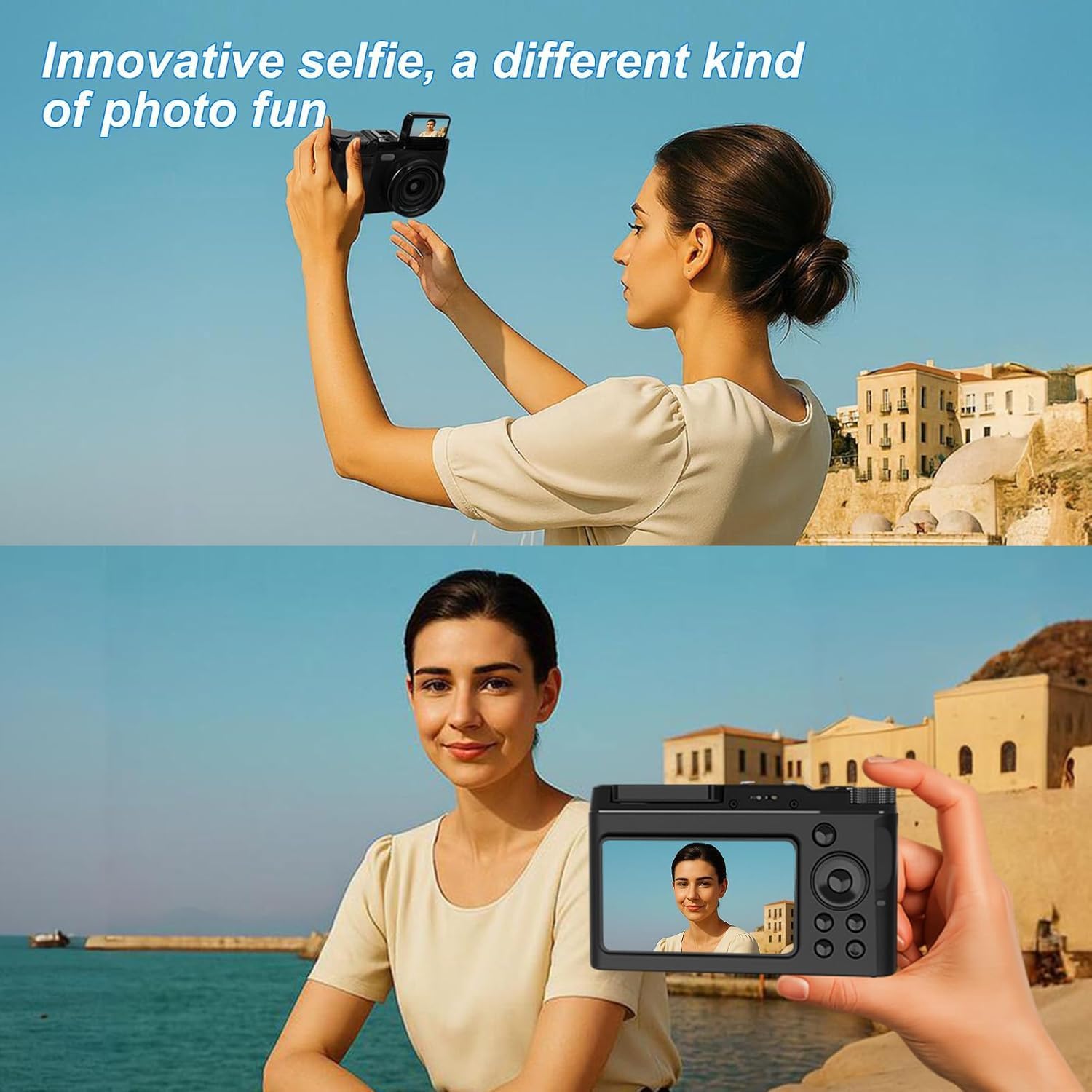 4K Digital Camera for Photography, 64MP Point and Shoot Camera with Dual Screen & 16X Zoom, Retro Vlogging Camera for YouTube, Compact Travel Camera for Beginners, Teens & Kids (32GB Card Included)