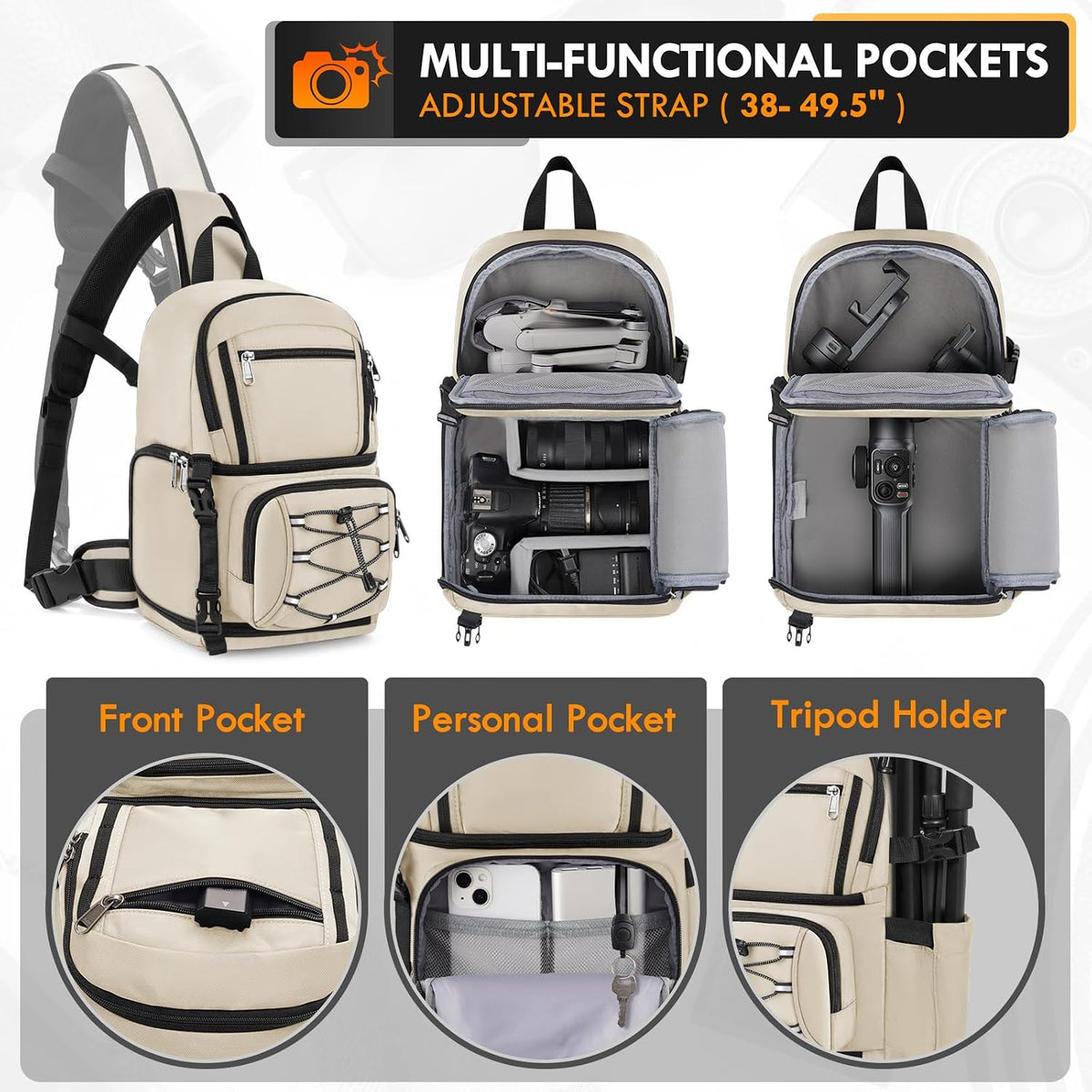 RAINSMORE Camera Sling Bag, Small Dslr/Mirrorless Camera Bag & Case