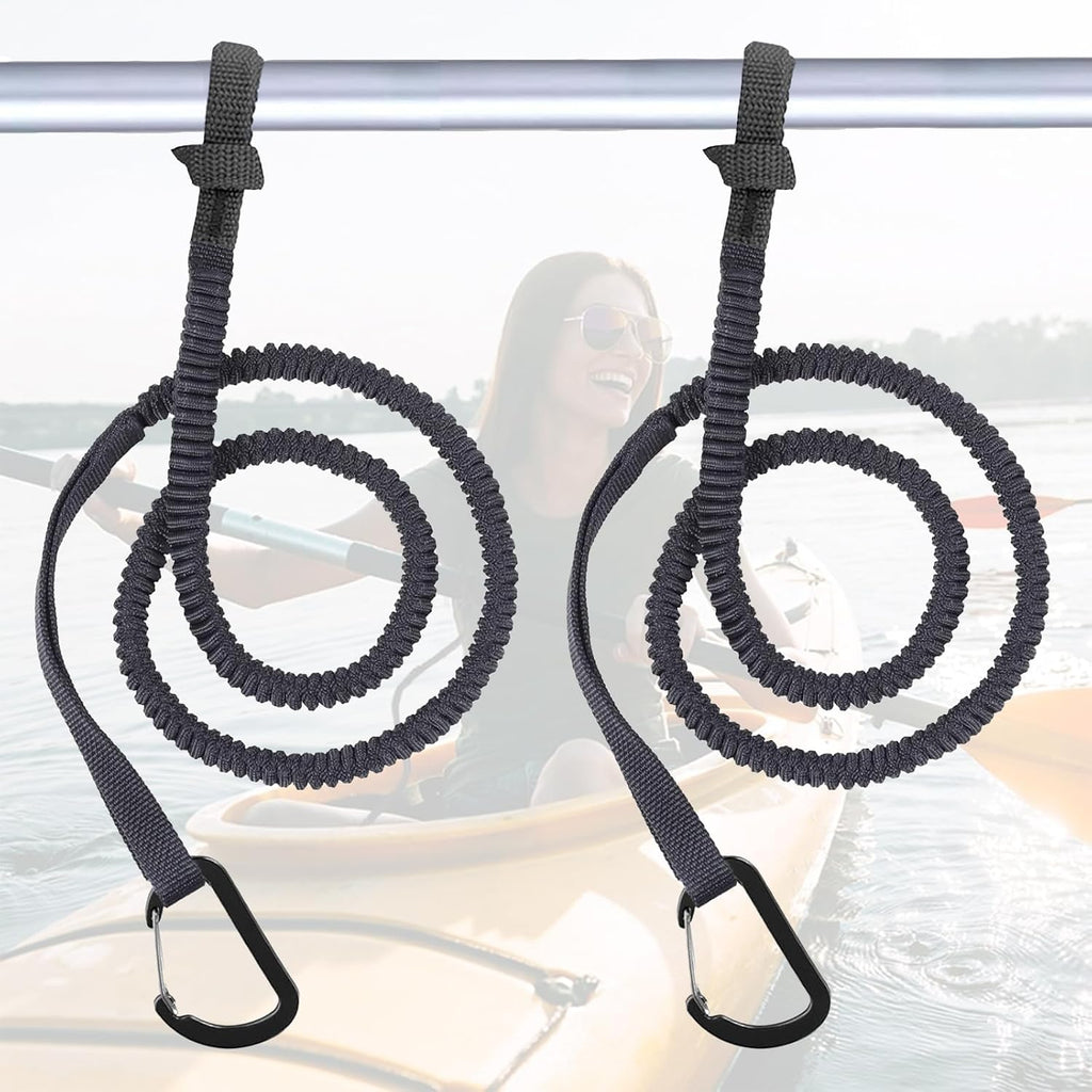 Kayak Paddle Leash Kayak Rod Leash, 3-7 ft Stretchable Strap Lanyard Rope for SUP,Kayak Fishing Accessories for Kayak and Paddles