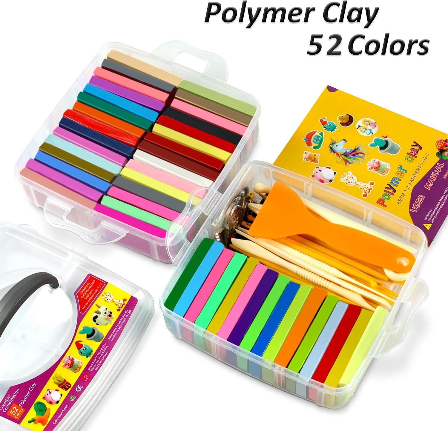Aestd-ST Polymer Clay 52 Colors, Oven Bake Modeling Clay for Kids & Artists