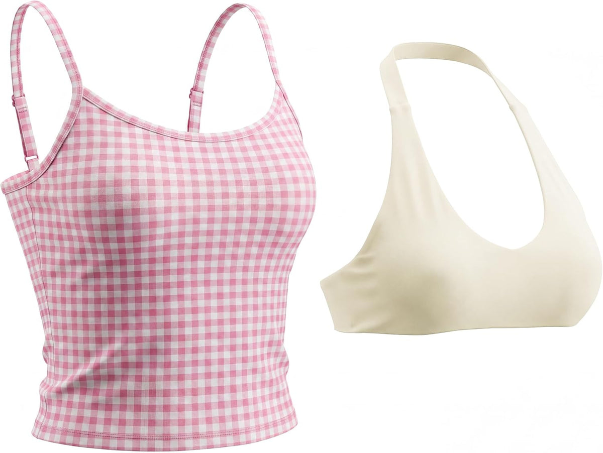 Aoxjox Women's Dual Core Bra & Tank Top Separable 2-Piece Set