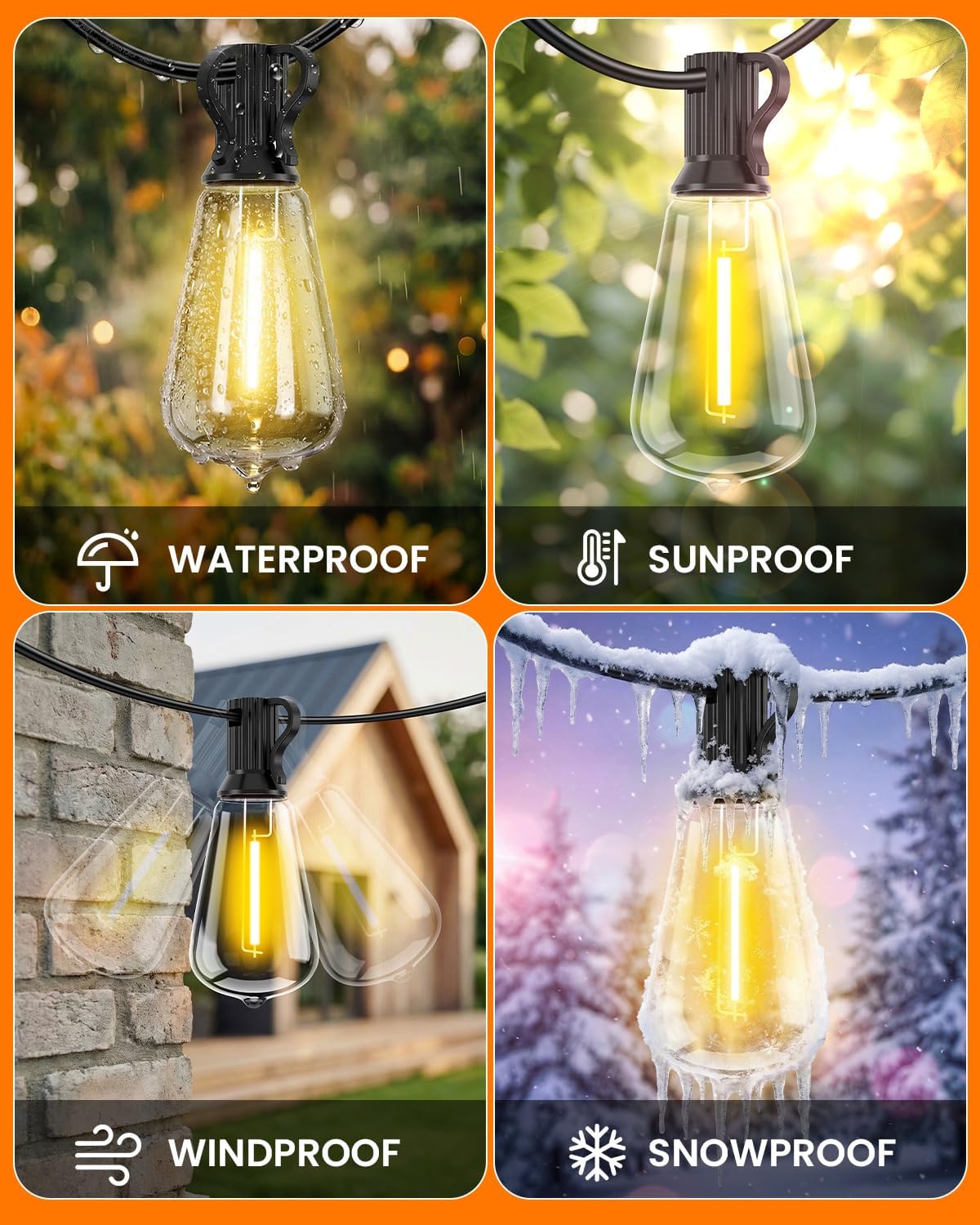 VOLIVO 54FT ST38 Solar String Lights Waterproof Outdoor Patio Lights