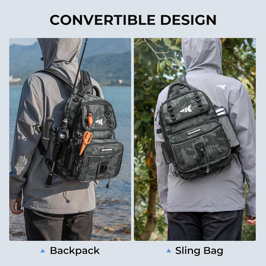 KastKing BaitSpace Fishing Sling Bag, Fishing Backpack with Rod Holder