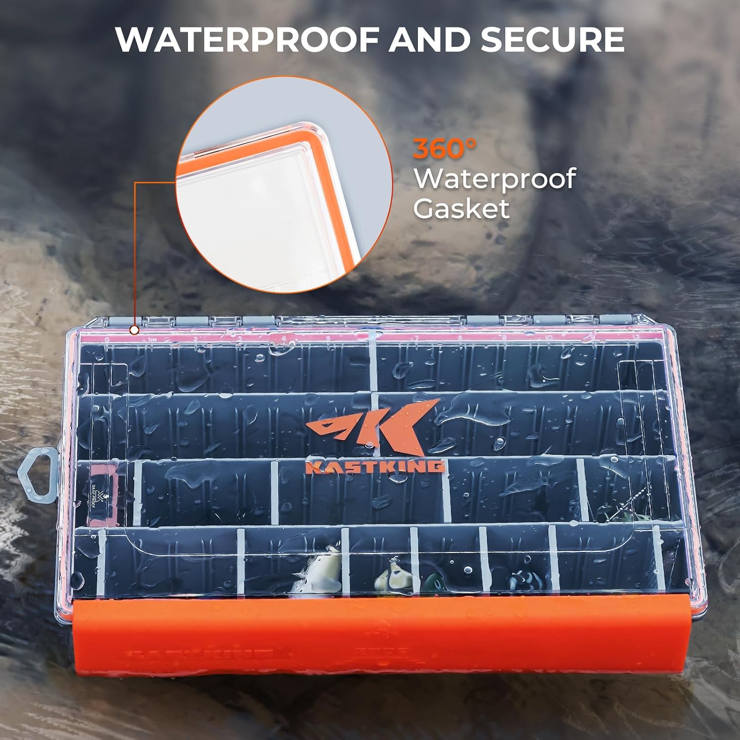 KastKing HyperSeal Waterproof Tackle Box, 3700 Deep Tackle Trays