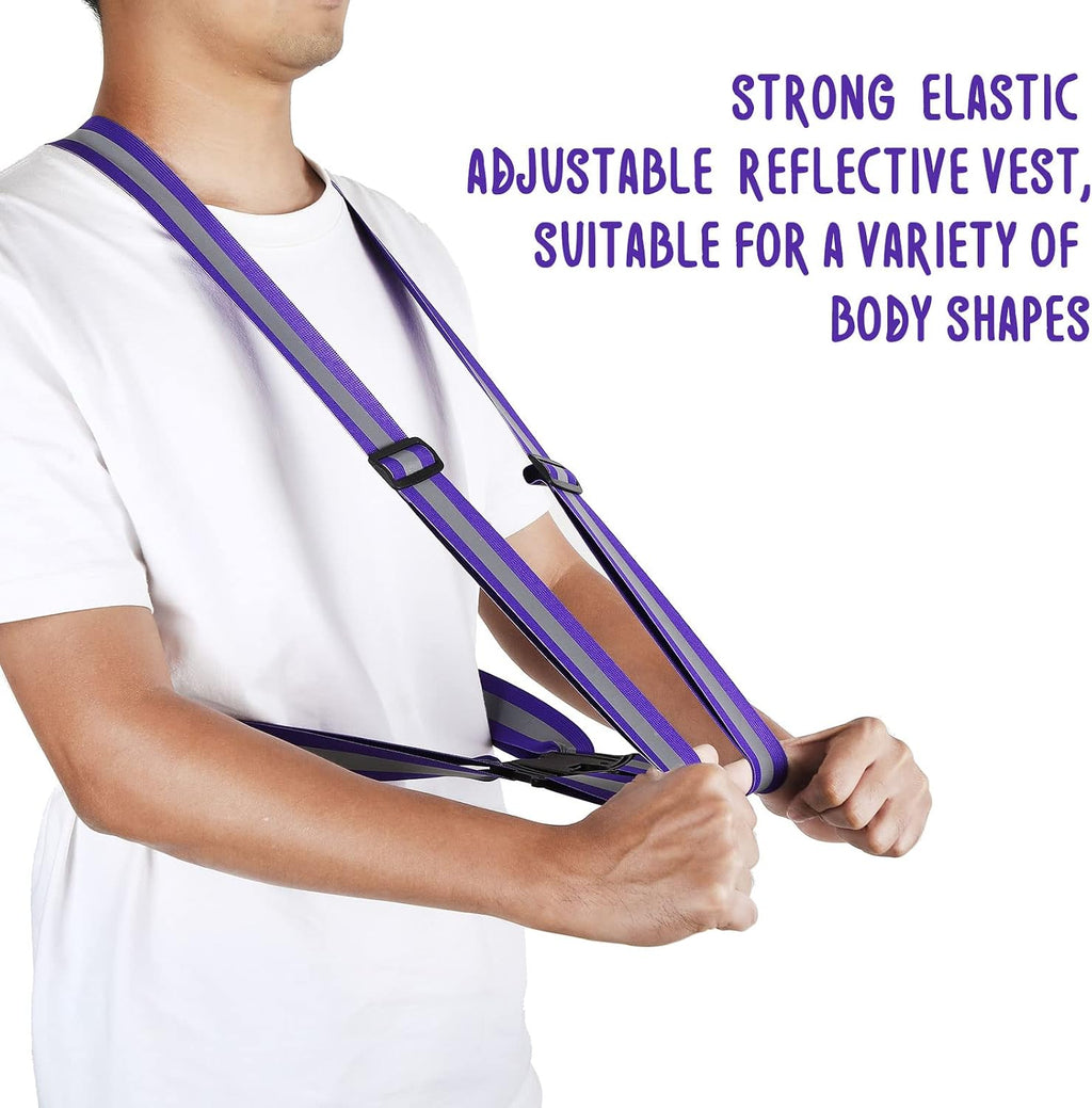 Macarrie 15 Pcs High Visible Reflective Running Vest Bulk Adjustable Safety Vest Elastic Straps Gear Night Walking Outdoor