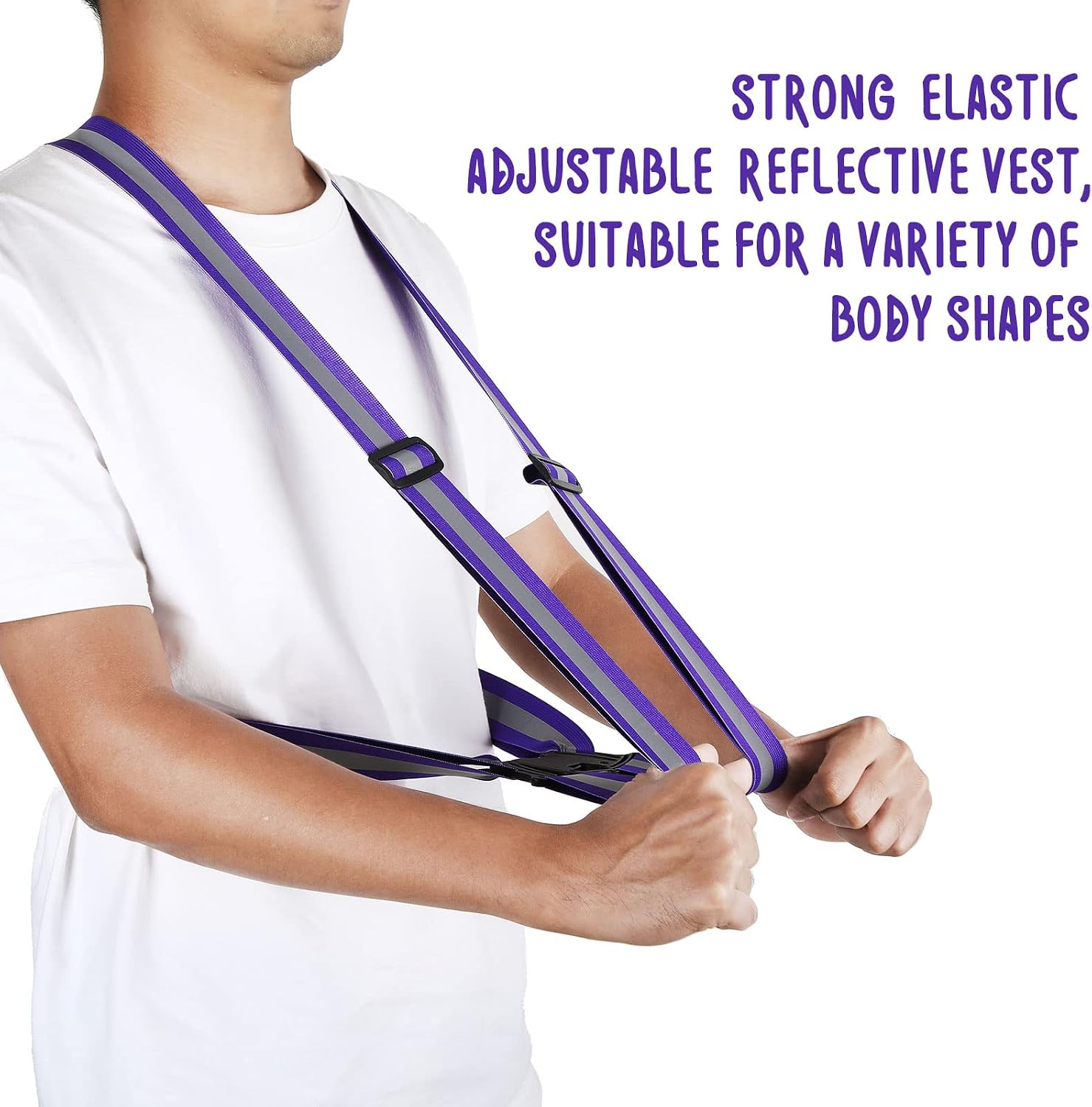 Macarrie 15 Pcs High Visible Reflective Running Vest Bulk Adjustable Safety Vest Elastic Straps Gear Night Walking Outdoor