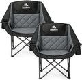 2 Pack Oversized Camping Chairs for Adults, Support 450 lb Each, Black