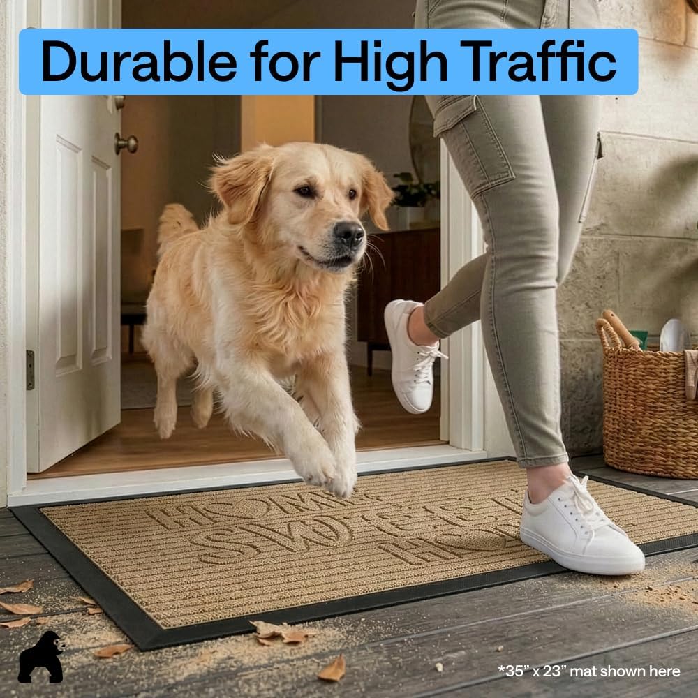 GORILLA GRIP WeatherMAX Door Mat, Indoor Outdoor, 29x17, Home Sweet Home