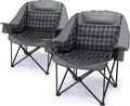 Camping Chairs for Adults 2 Pack Heavy Duty Padded Folding XL Camp Chair with Cup Holder, Supports 500lbs, Oversized Large Outdoor Widen Comfy Lawn Chairs for Tailgating Sports Beach