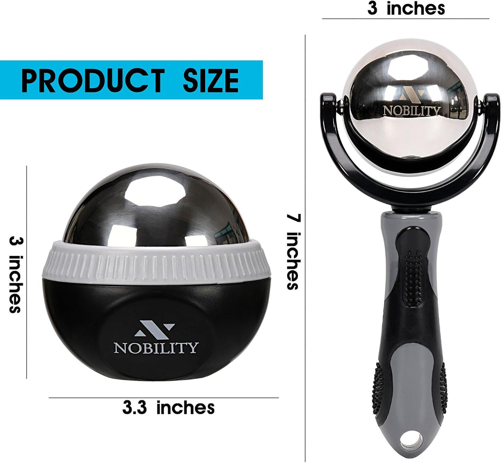 Nobility Massage Ball Roller– Ice Cold and Hot for Deep Tissue and Sore Muscle Relief of Stiffness and Stress, Body, Neck, Back, Foot, Plantar (Grey)