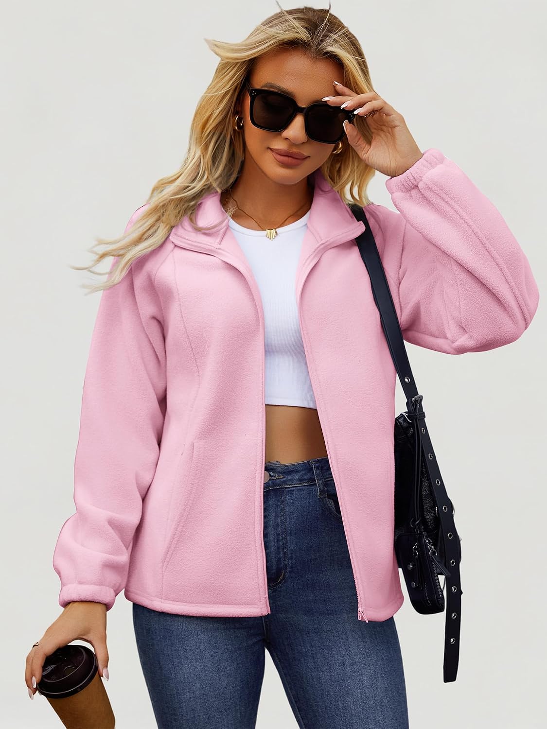 UEAL Womens Zip Up Fleece Jacket