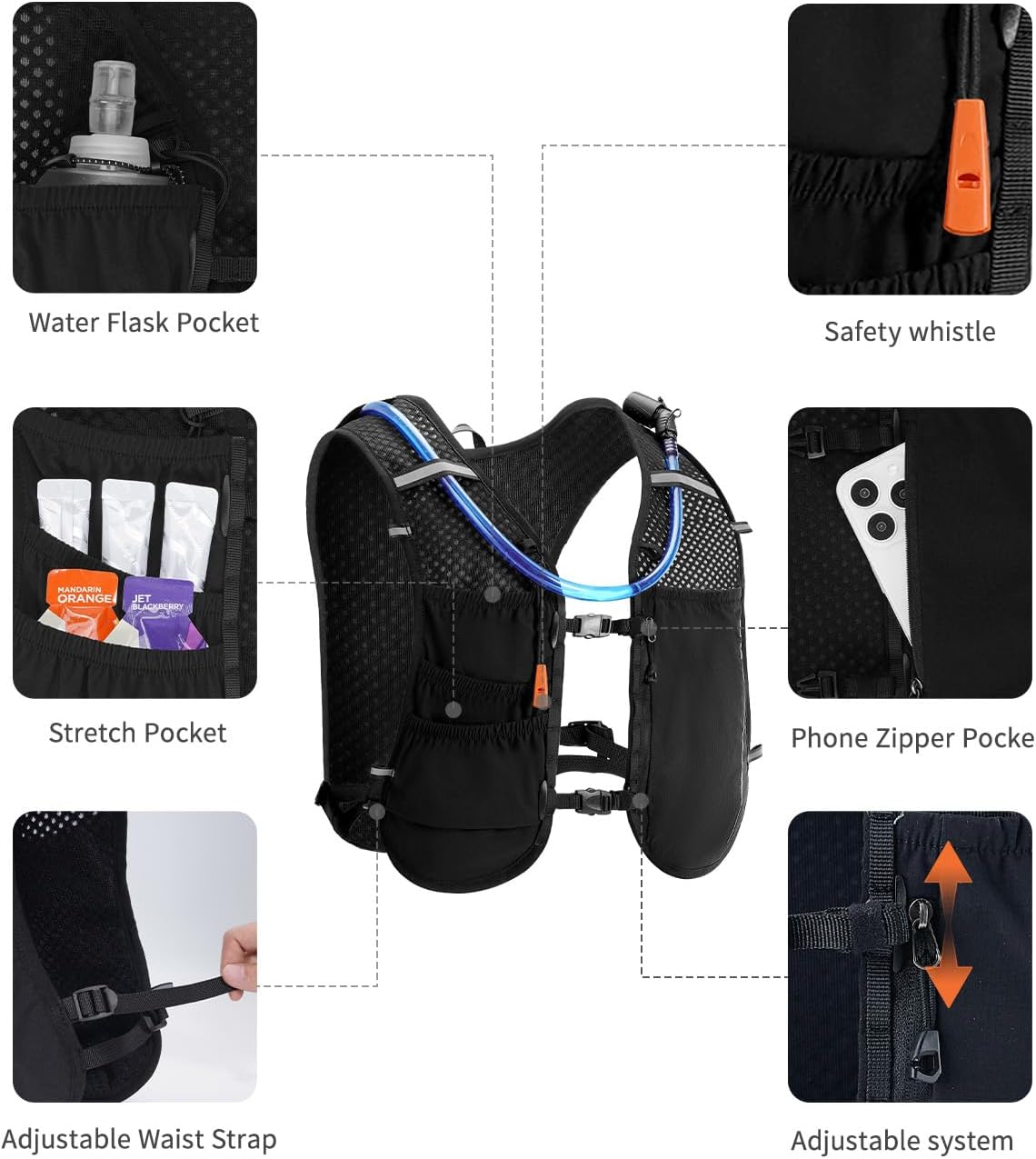 ECOHUB Lightweight Hydration Vest Water Backpack with 2L Water Bladder