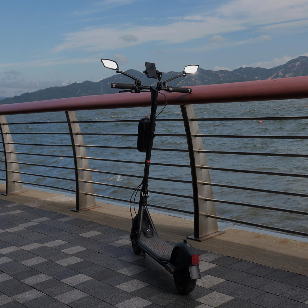BriskMore Handlebar Bike Mirror - Crystal Clear HD Glass, 360° Adjustable&Foldable Mirror for Safe Riding, Wide Angle Rearview for E-Bikes, Mountain Bikes & Scooters,Bicycle Mirror