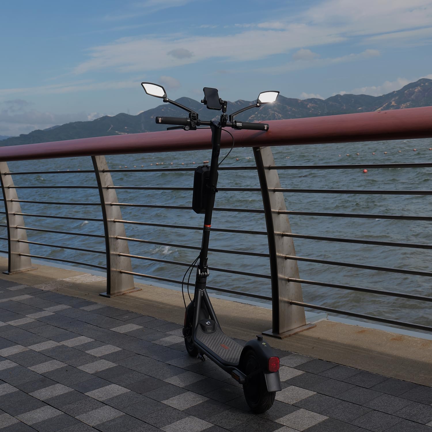 BriskMore Handlebar Bike Mirror - Crystal Clear HD Glass, 360° Adjustable&Foldable Mirror for Safe Riding, Wide Angle Rearview for E-Bikes, Mountain Bikes & Scooters,Bicycle Mirror