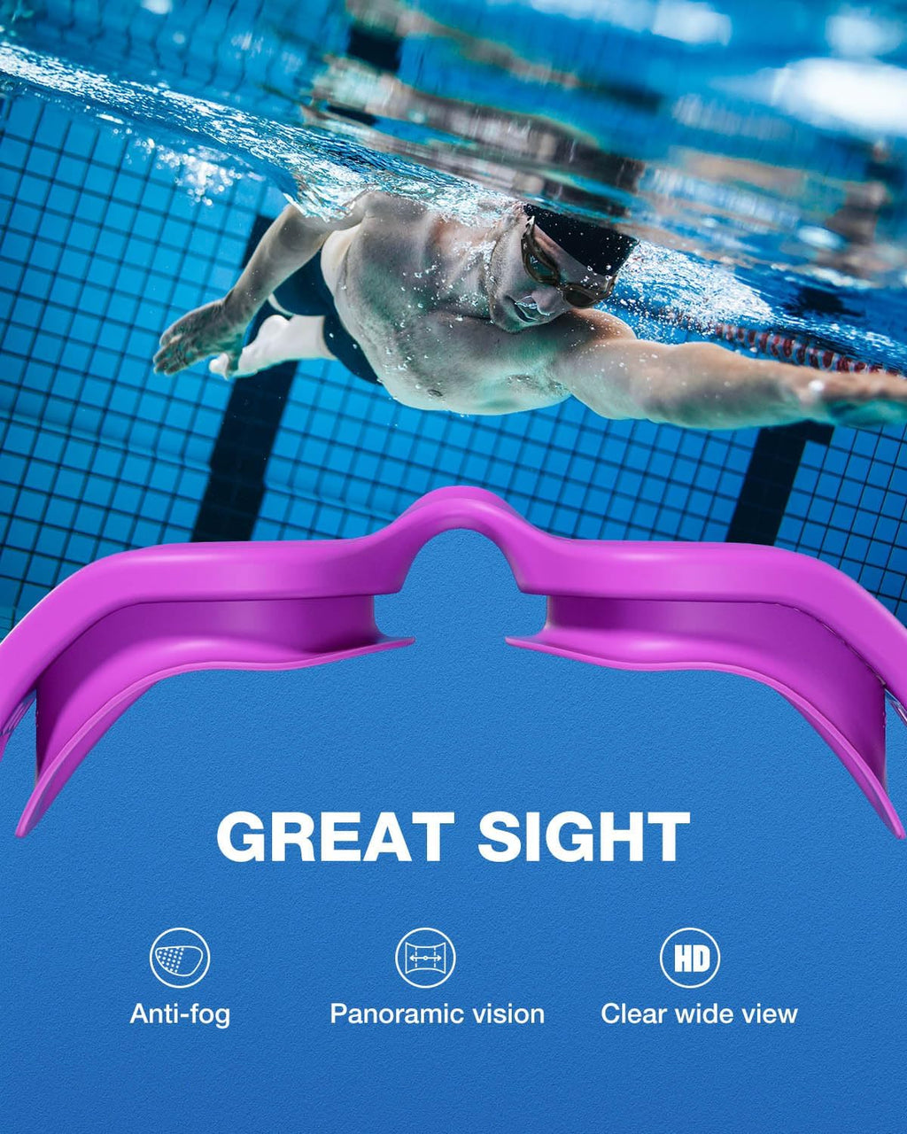 ZIONOR G1 Lite Polarized Swimming Goggles with 3 Pairs Earplugs, Anti-Fog UV Protection Swim Goggle for Adult Men Women Youth