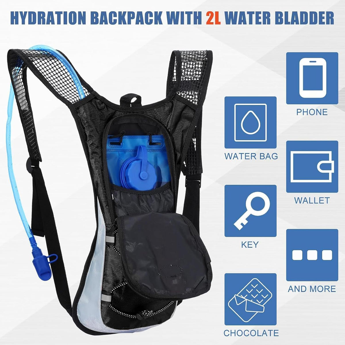 Chunful 2L Hydration Backpack Lightweight Water Bladder Pack