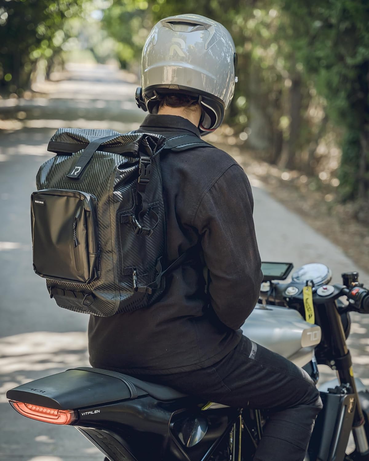 RIDEIRON Waterproof Backpack, Motorcycle Dry Bag with Roll Top Closure 35L