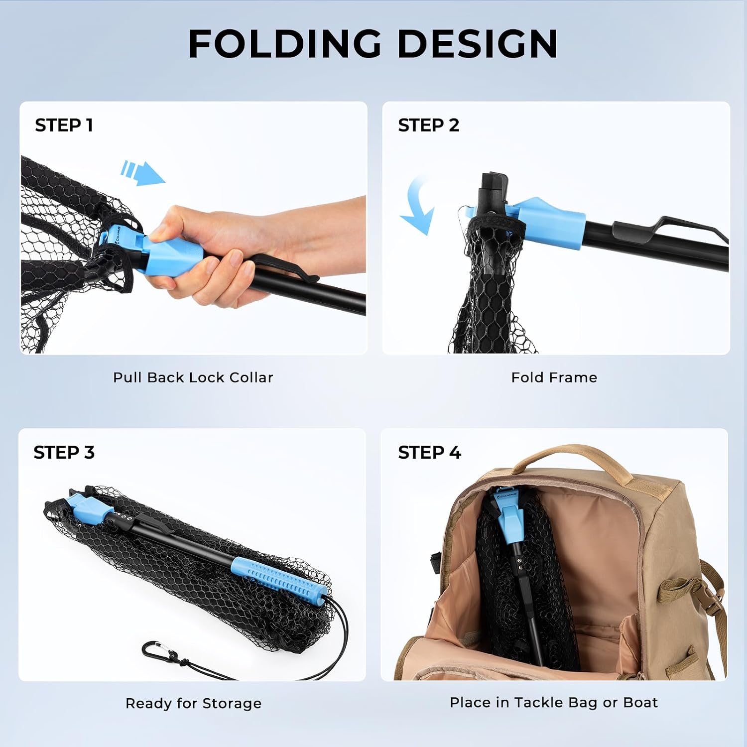Calamus Triangle Fishing Net with Non-Slip Elastomer Handle