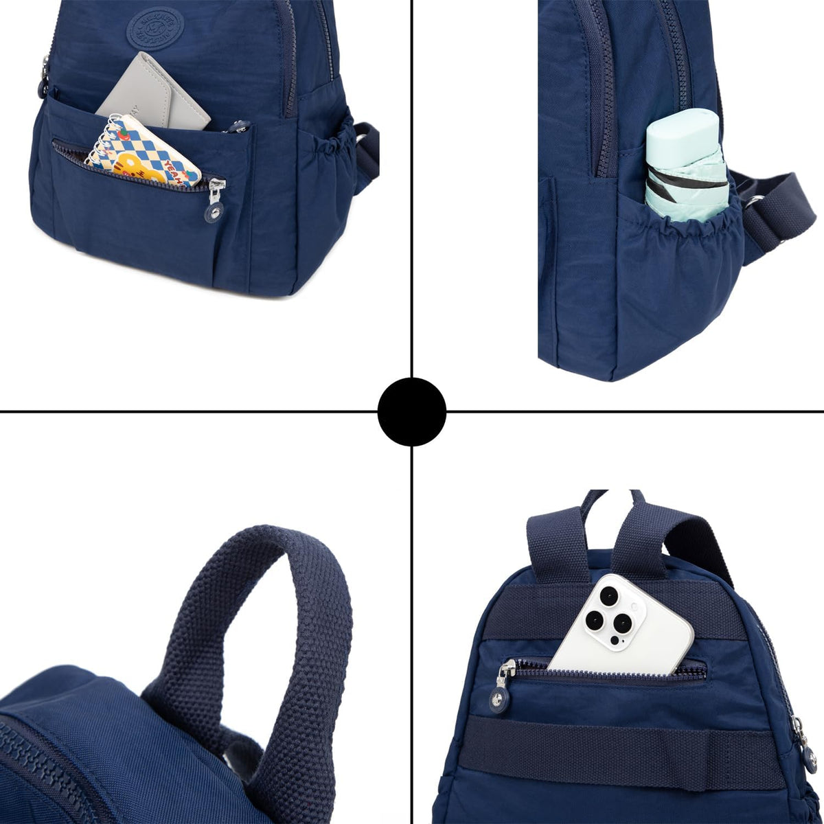 Pealwel Mini Backpack Purse for Women,Small Nylon backpacks for Ladies Backpacks Women Anti Theft Travel Bag (Dark Blue)