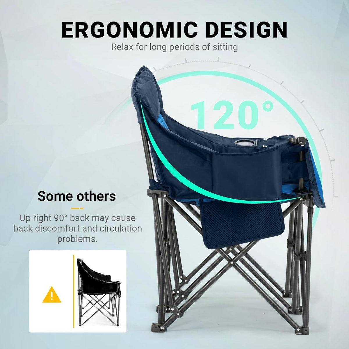 Overmont Oversized Double Camping Chair - Portable Folding with Cooler Bag